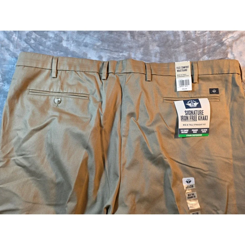 Dockers Signature Khaki Pants Mens 48x29 Tan Iron Free Straight Big & Tall NWT - Picture 7 of 8